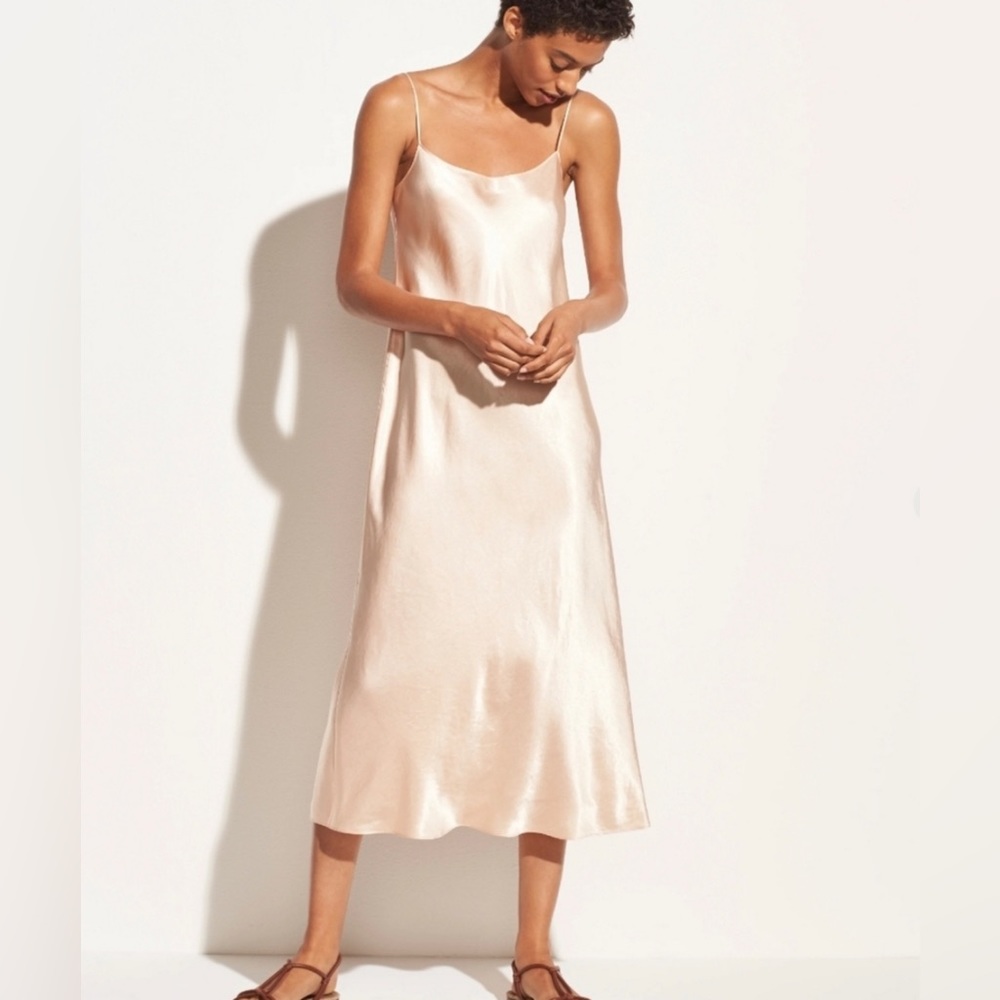 VINCE Satin Slip Dress in Lychee - Size S